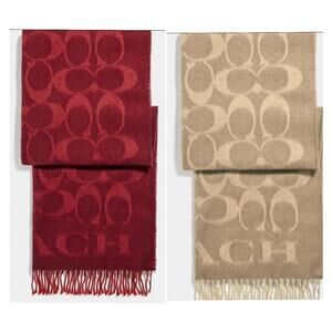 COACH SCARF SIGNATURE OVERSIZED MUFFLER RED OR CAMEL TAN ❗️ BESTSELLER❗NEW❗️